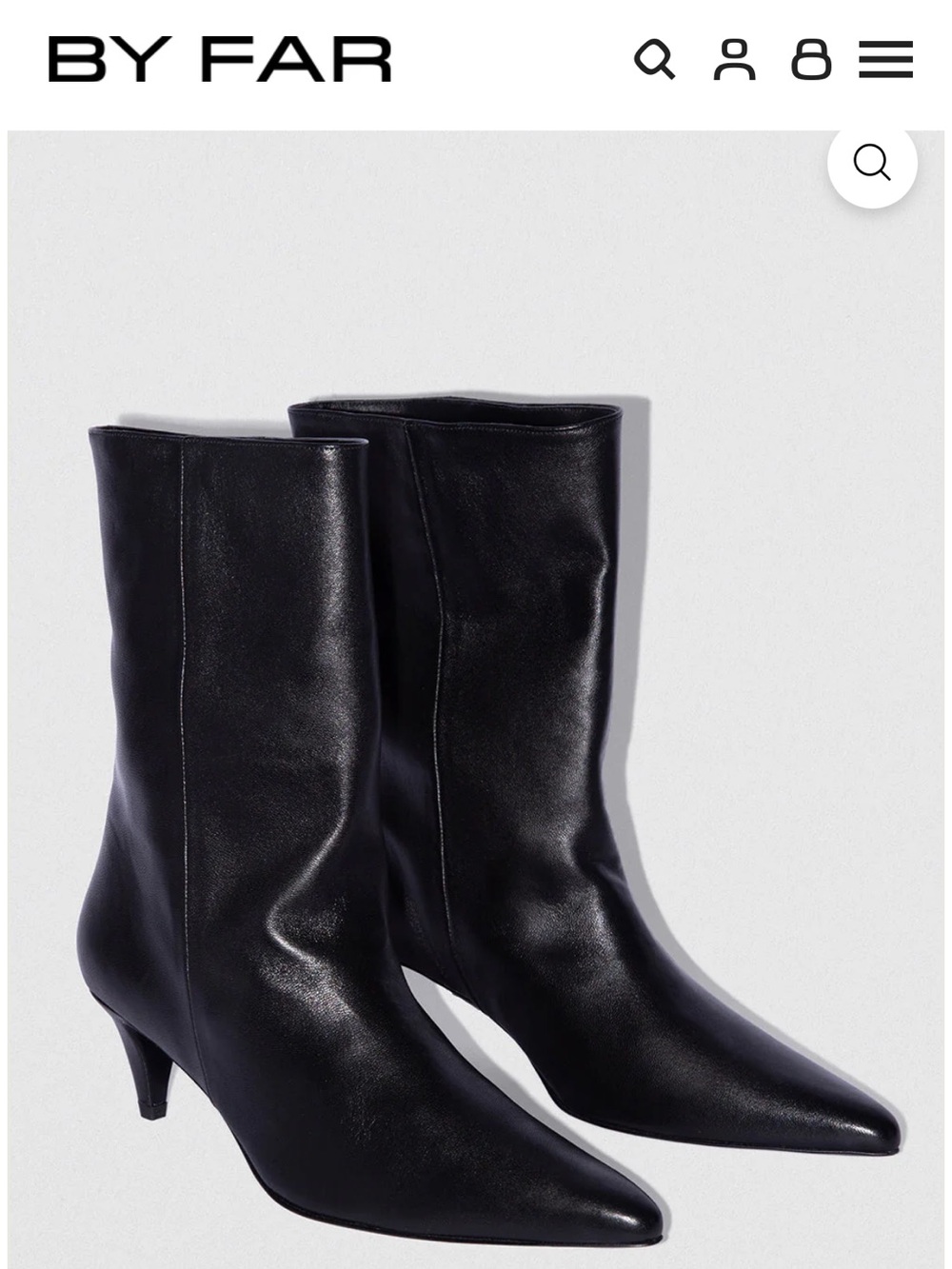 By Far Lysander Black Leather Mid-Calf Pointed Toe Boots